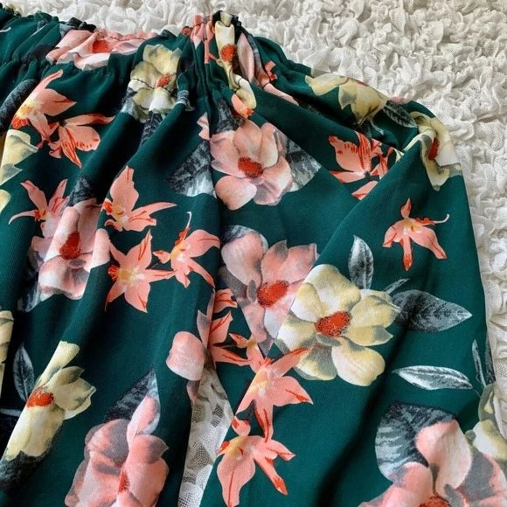 Philosophy Green top women Floral Off The Shoulder Blouse size XS